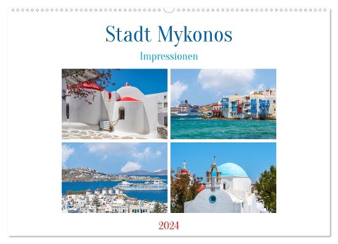 Stadt Mykonos - Impressionen (Wandkalender 2024 DIN A2 quer), CALVENDO Monatskalender - Nina Schwarze