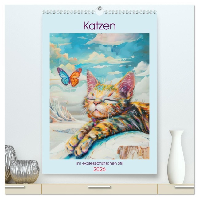 Katzen im expressionistischen Stil (hochwertiger Premium Wandkalender 2026 DIN A2 hoch), Kunstdruck in Hochglanz - Liselotte Brunner-Klaus