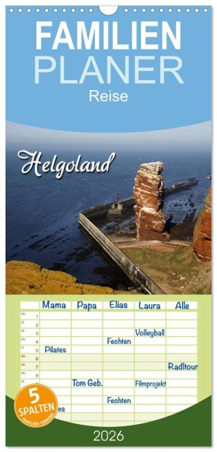 Familienplaner 2026 - Helgoland mit 5 Spalten (Wandkalender, 21 x 45 cm) CALVENDO - Martina Berg