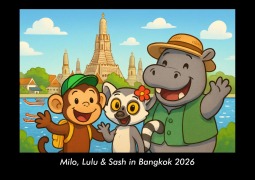 Cover-Bild zum Titel 'Milo, Lulu & Sash in Bangkok 2026 Fotokalender DIN A3' von 'Kevin Heber, Tobias Schmitt'