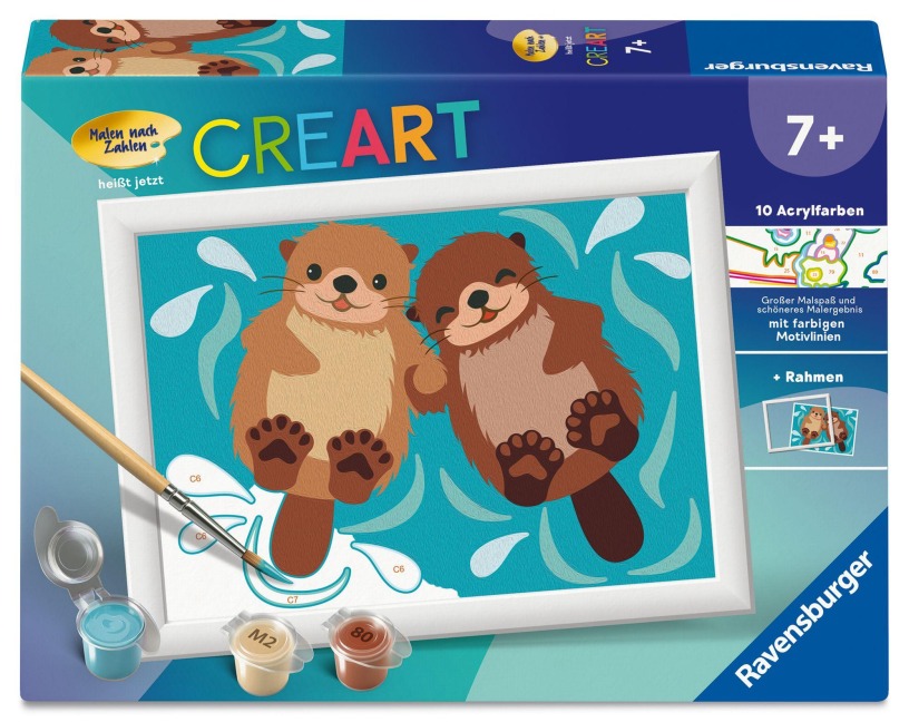 Ravensburger CreArt 12023125 - Verliebte Otter - Malen nach Zahlen für Kinder ab 7 Jahren - 