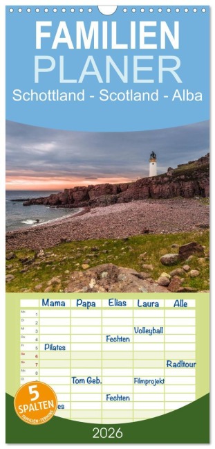 Familienplaner 2026 - Schottland - Scotland - Alba mit 5 Spalten (Wandkalender, 21 x 45 cm) CALVENDO - Heiko Eschrich
