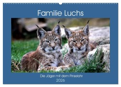 Cover-Bild zum Titel 'Familie Luchs - Die Jäger mit dem Pinselohr (Wandkalender 2026 DIN A2 quer), CALVENDO Monatskalender' von 'Arno Klatt'