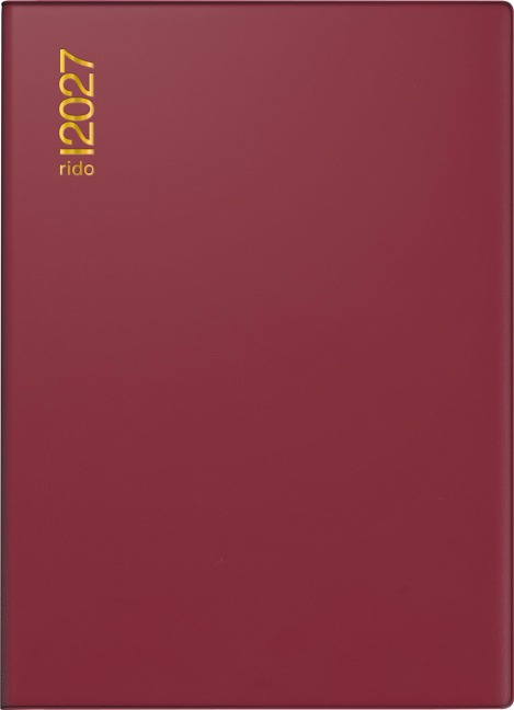 rido/idé 7018182297 Taschenkalender Mod. Technik II 2027 A6, Kunststoff, bordeaux - 