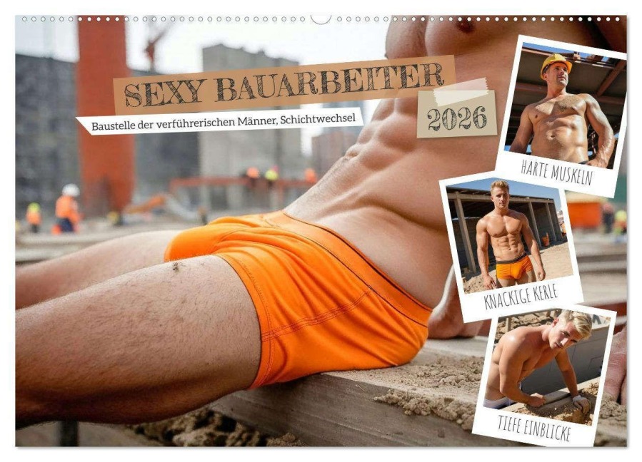 SEXY BAUARBEITER - Baustelle der verführerischen Männer, Schichtwechsel (Wandkalender 2026 DIN A2 quer), CALVENDO Monatskalender - Mb Fotografie
