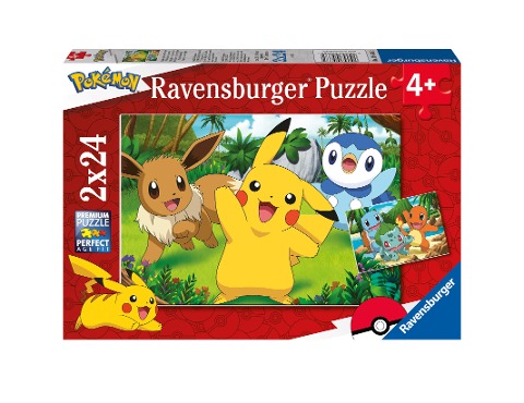 Ravensburger Kinderpuzzle 05668 - Pikachu und seine Freunde - 2x24 Teile Pokémon Puzzle für Kinder ab 4 Jahren -
