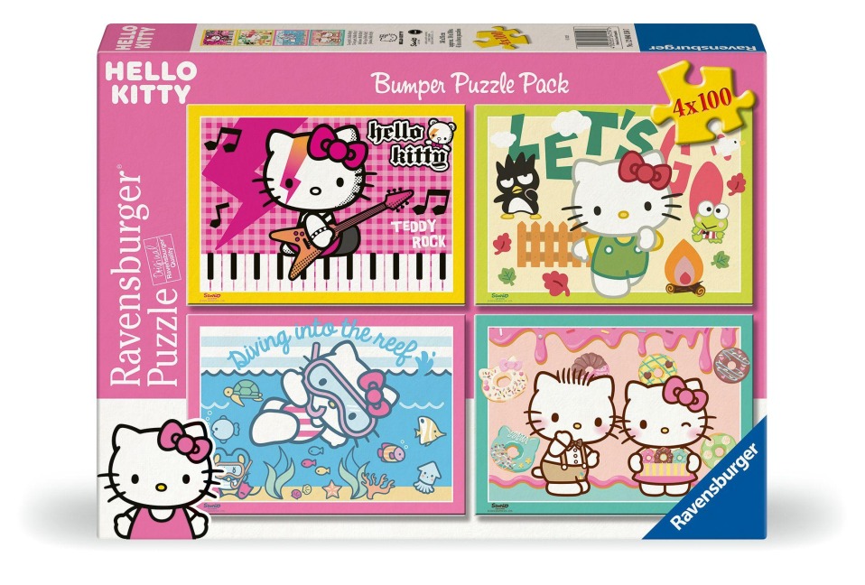 Kinderpuzzle 4x100 Teile - Los geht's, Hello Kitty! - 