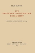 Cover-Bild zum Titel 'Zur Philosophie und Psychologie der Ganzheit' von 'Felix Krueger'