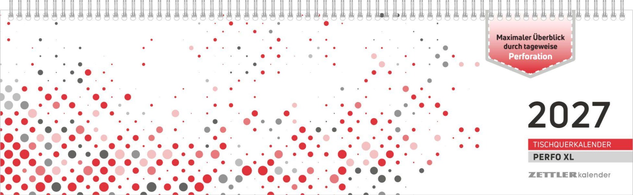 Tischquerkalender 1W/2S PERFO XL rot 2027 - 