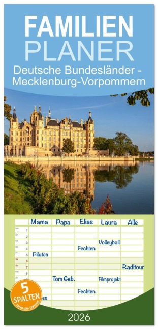 Familienplaner 2026 - Deutsche Bundesländer - Mecklenburg-Vorpommern mit 5 Spalten (Wandkalender, 21 x 45 cm) CALVENDO - Peter Schickert