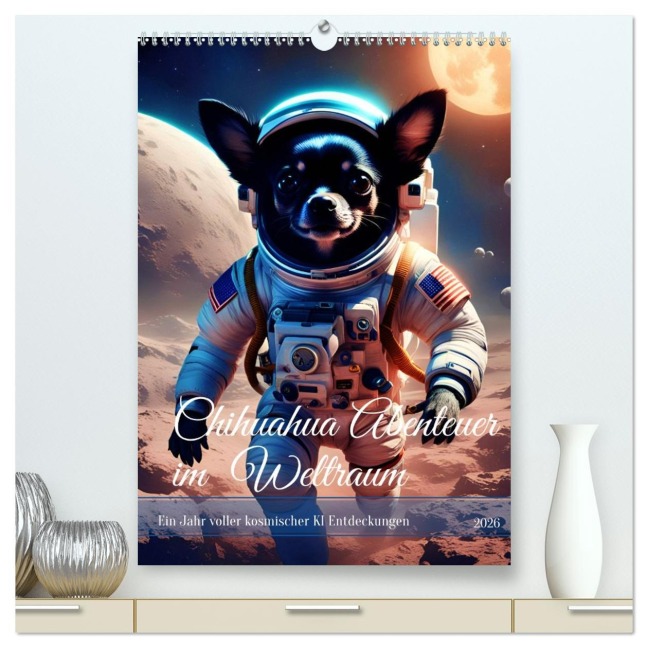 Chihuahua Abenteuer im Weltraum (hochwertiger Premium Wandkalender 2026 DIN A2 hoch), Kunstdruck in Hochglanz - Katharina Stachanczyk
