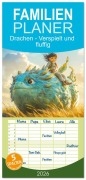 Cover-Bild zum Titel 'Familienplaner 2026 - Drachen - Verspielt und fluffig mit 5 Spalten (Wandkalender, 21 x 45 cm) CALVENDO' von 'Liselotte Brunner-Klaus'
