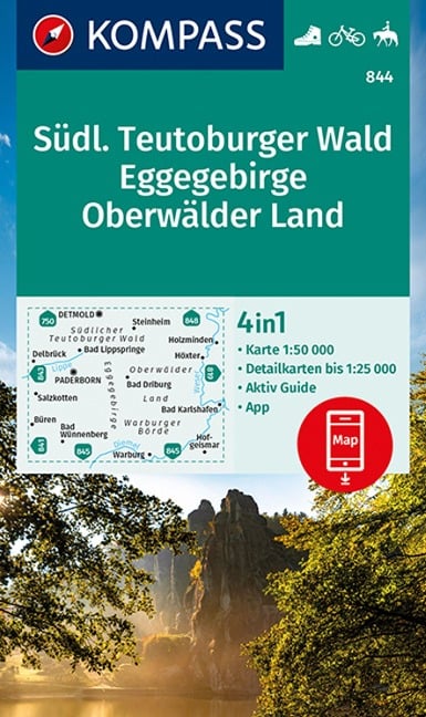 KOMPASS Wanderkarte 844 Südlicher Teutoburger Wald - Eggegebirge - Oberwälder Land 1:50.000 - 