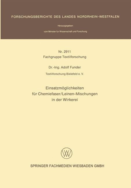 Einsatzmöglichkeiten für Chemiefaser/Leinen-Mischungen in der Wirkerei - Adolf Funder