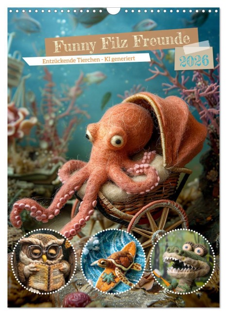 Funny Filz Freunde (Wandkalender 2026 DIN A3 hoch), CALVENDO Monatskalender - Cathrin Illgen
