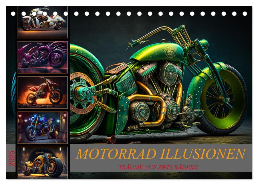 Motorrad illusionen (Tischkalender 2025 DIN A5 quer), CALVENDO Monatskalender - Dirk Meutzner