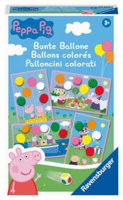 Ravensburger Mitbringspiel - 20853 - Peppa Pig Bunte Ballone - Lustiges Farbwürfelspiel für Kinder ab 3 Jahren - 