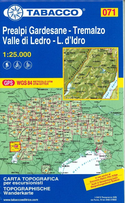 Tabacco Wandern 1 : 25 000 Prealpi Gardesane -Tremalzo Valle di Ledro-L.d'Idro - 