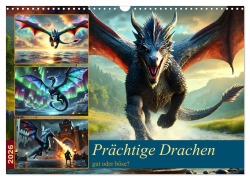 Cover-Bild zum Titel 'Prächtige Drachen, gut oder böse? (Wandkalender 2026 DIN A3 quer), CALVENDO Monatskalender' von 'Sandra Lorenzen-Müller'