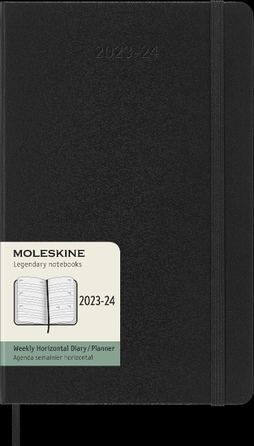 Moleskine 18 Monate Wochenkalender 2023/2024, L/A5, 1 Wo = 2 Seiten, Horizontal, Hard Cover, Schwarz - 