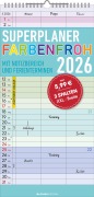 Cover-Bild zum Titel 'Superplaner Farbenfroh 2026 - Familien-Timer 22x45 cm - mit Ferienterminen - 3 Spalten - Wand-Planer - mit vielen Zusatzinformationen - Alpha Edition' von ''