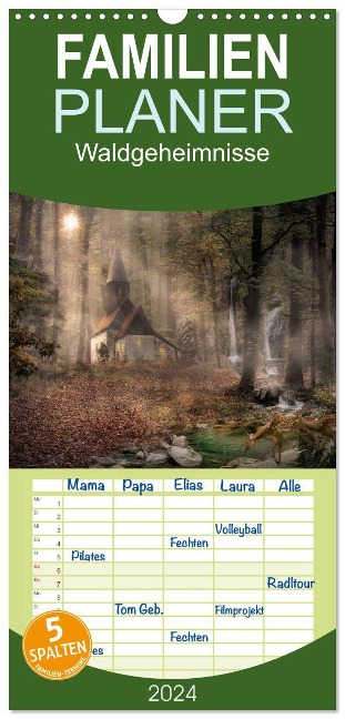 Familienplaner 2024 - Waldgeheimnisse mit 5 Spalten (Wandkalender, 21 x 45 cm) CALVENDO - Simone Wunderlich