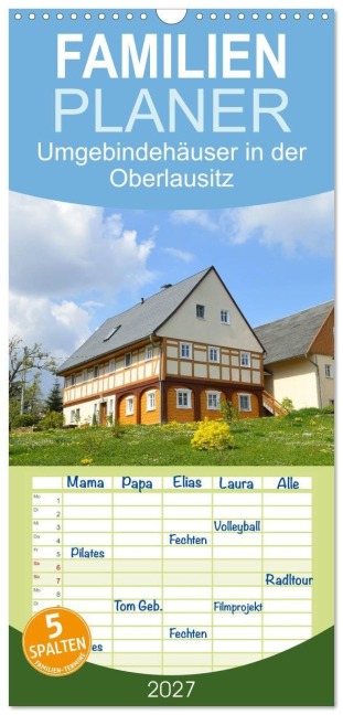 Familienplaner 2027 - Umgebindehäuser in der Oberlausitz mit 5 Spalten (Wandkalender, 21 x 45 cm) CALVENDO - Karin Jähne
