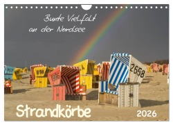 Cover-Bild zum Titel 'Strandkörbe - bunte Vielfalt an der Nordsee (Wandkalender 2026 DIN A4 quer), CALVENDO Monatskalender' von 'Roland T. Frank'