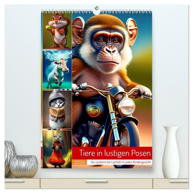 Tiere in lustigen Posen (hochwertiger Premium Wandkalender 2026 DIN A2 hoch), Kunstdruck in Hochglanz - Ursula Di Chito