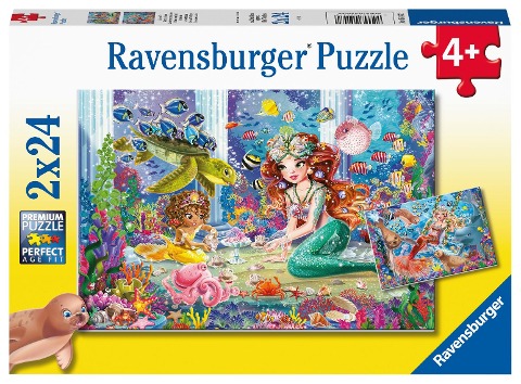 Ravensburger Kinderpuzzle - 05147 Zauberhafte Meerjungfrauen - Puzzle für Kinder ab 4 Jahren, mit 2x24 Teilen - 