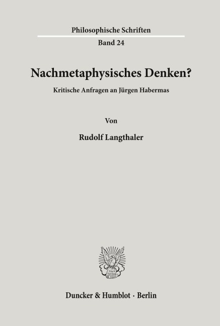 Nachmetaphysisches Denken? - Rudolf Langthaler