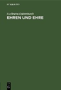 Cover-Bild zum Titel 'Ehren und Ehre' von 'Ferdinand Kattenbusch'