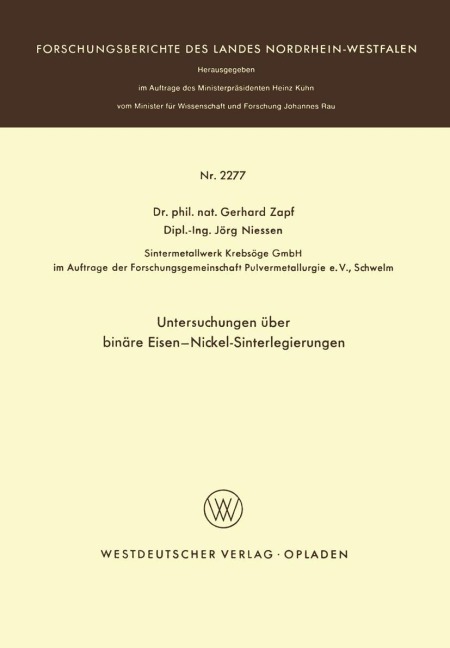 Untersuchungen über binäre Eisen-Nickel-Sinterlegierungen - Gerhard Zapf