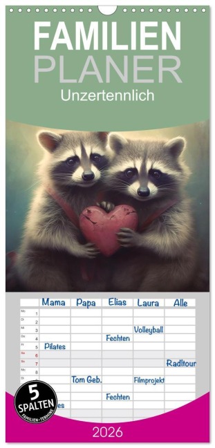 Familienplaner 2026 - Unzertennlich mit 5 Spalten (Wandkalender, 21 x 45 cm) CALVENDO - Cathrin Illgen