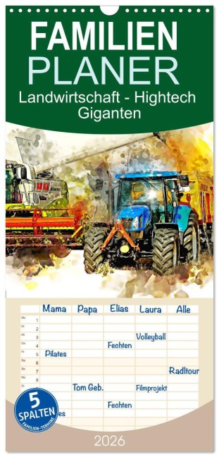 Familienplaner 2026 - Landwirtschaft - Hightech Giganten mit 5 Spalten (Wandkalender, 21 x 45 cm) CALVENDO - Peter Roder