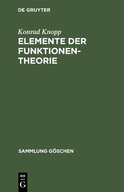 Elemente der Funktionentheorie - Konrad Knopp