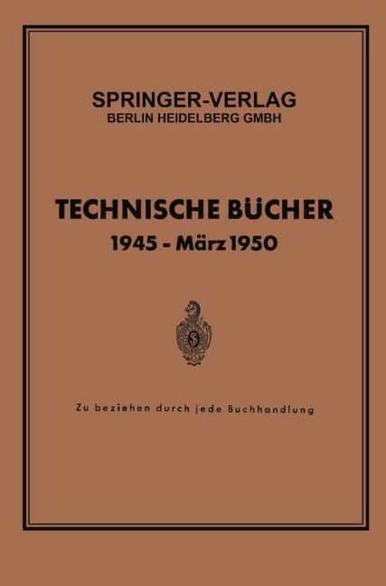 Technische Bücher 1945 - März 1950 - Springer Verlag