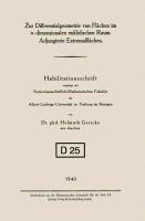 Zur Differentialgeometrie von Flächen im n-dimensionalen euklidischen Raum. Adjungierte Extremalflächen - Helmuth Gericke