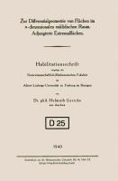 Zur Differentialgeometrie von Flächen im n-dimensionalen euklidischen Raum. Adjungierte Extremalflächen - Helmuth Gericke