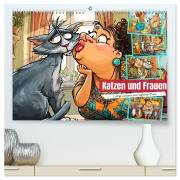Katzen und Frauen. Lustige Cartoons vom täglichen Chaos (hochwertiger Premium Wandkalender 2026 DIN A2 quer), Kunstdruck in Hochglanz - Rose Hurley