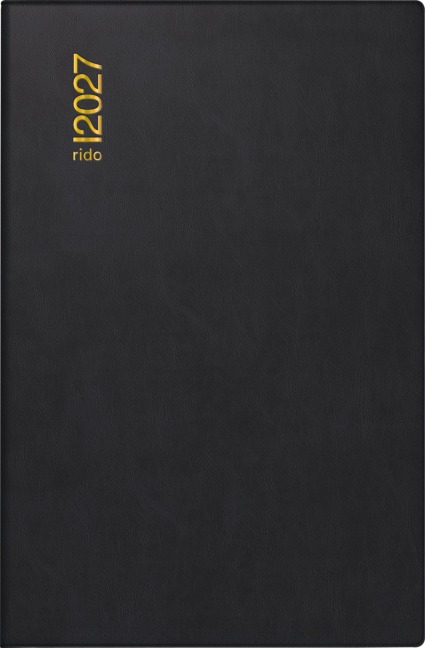 rido/idé 7016212907 Taschenkalender Mod. Industrie II 2027 A7, Kunststoff, schwarz - 