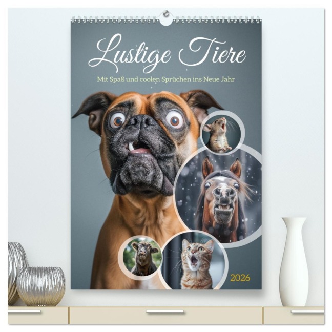 Lustige Tiere (hochwertiger Premium Wandkalender 2026 DIN A2 hoch), Kunstdruck in Hochglanz - Steffen Gierok-Latniak