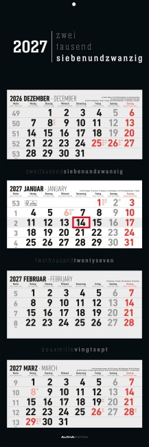 4-Monatskalender Black 2027 - 