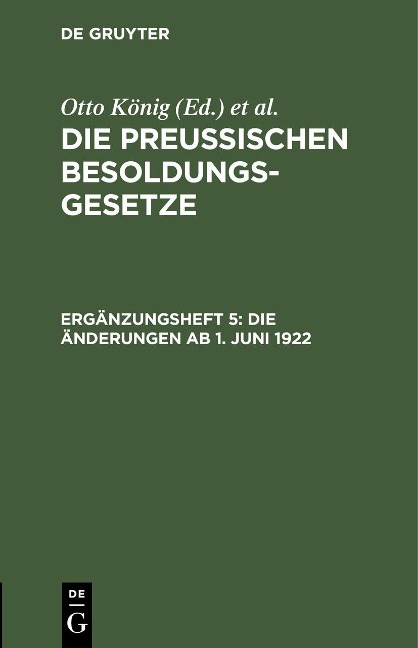 Die Änderungen ab 1. Juni 1922 - 