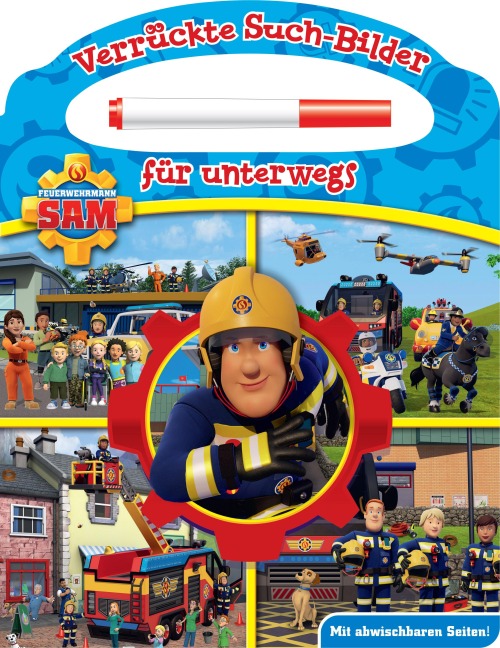 Feuerwehrmann Sam - Verrückte Such-Bilder für unterwegs - Wimmelbuch - Pappbilderbuch mit Stift und abwischbaren Seiten ab 3 Jahren - 