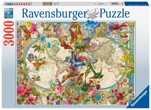 Ravensburger Puzzle 17117 Weltkarte mit Schmetterlingen 3000 Teile Puzzle - 