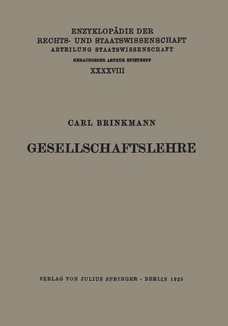 Gesellschaftslehre - Carl Brinkmann