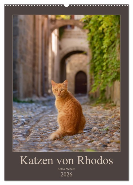 Katzen von Rhodos (Wandkalender 2026 DIN A2 hoch), CALVENDO Monatskalender - Katho Menden