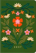 Cover-Bild zum Titel 'Taschenkalender A6 2027: Blütenmotiv, bestickt, grün' von ''