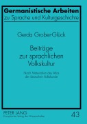 Cover-Bild zum Titel 'Beiträge zur sprachlichen Volkskultur' von 'Gerda Grober-Glück'